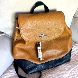 Coach backpack. Black/brown leather